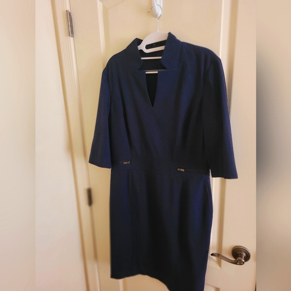 Tahari 10 navy blue dress